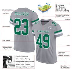 Maillot de football authentique personnalisé gris Kelly vert et blanc en maille