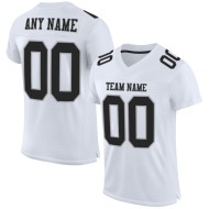 Maillot de football authentique personnalisé en maille blanc, noir et gris